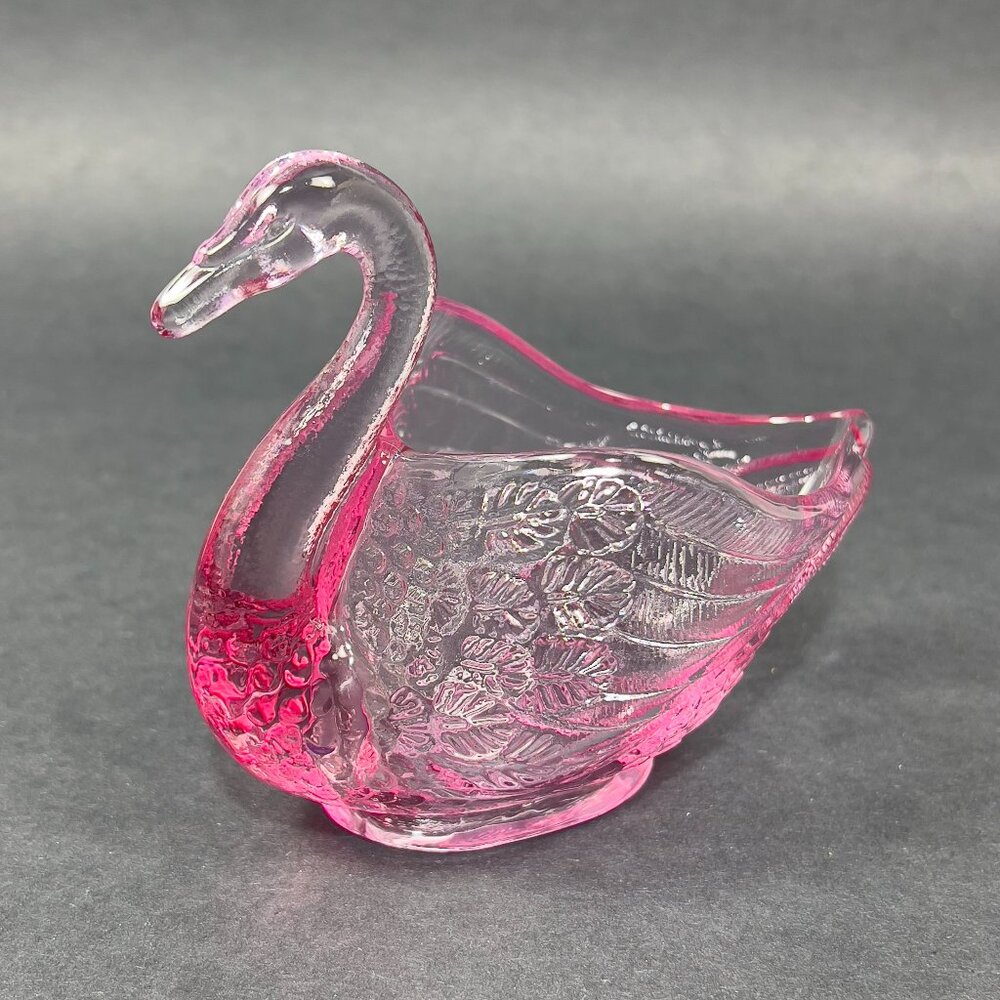 Fenton Pink Glass Swan Candy Dish - Picture 6 of 13